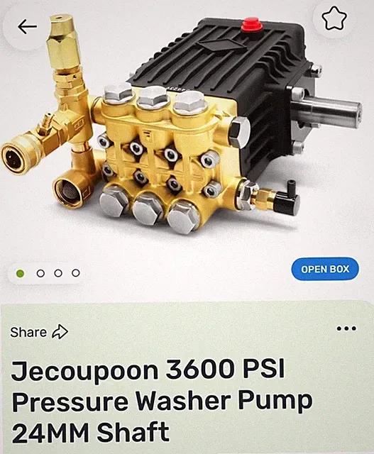 3600 PSI Pressure Washer Pump 5 GPM Plunger Washer