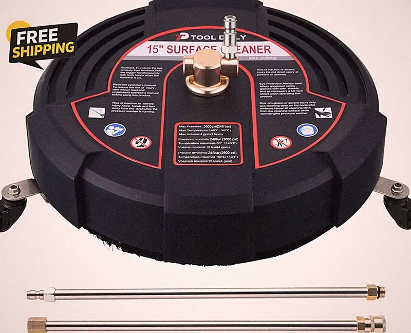 3600PSI 15 Inch Surface Cleaner Pressure Washer Attachment for Concrete Patio