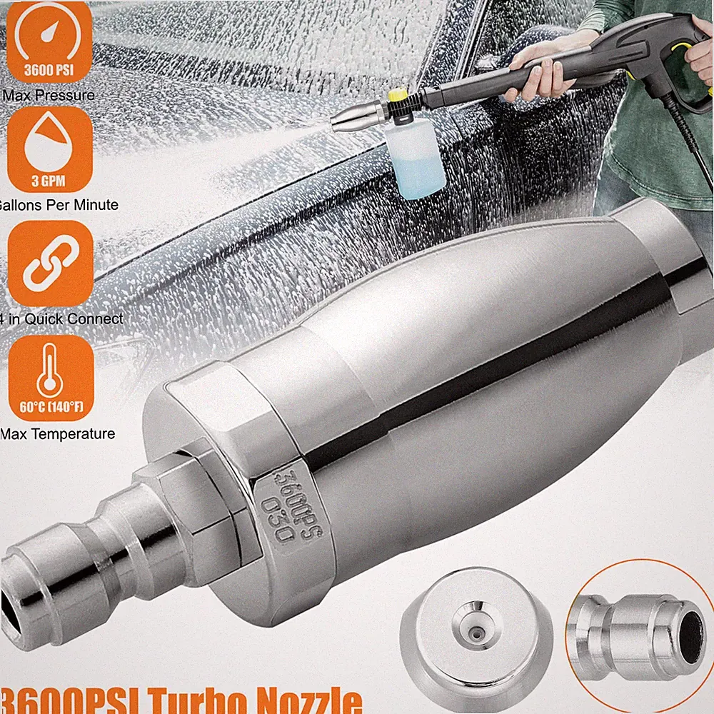 3600PSI Pressure Washer Turbo Rotating 3.0 GPM Nozzle w/1/4 Inch Quick Connect