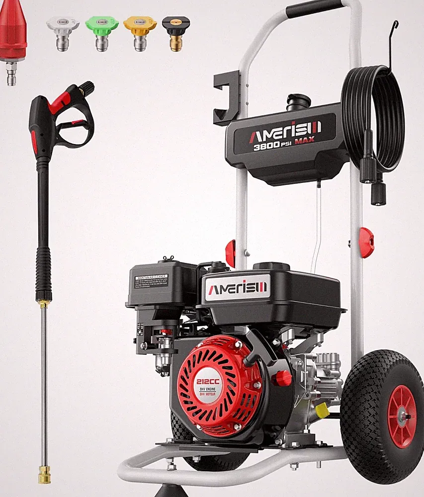 3800 PSI Gas Pressure Washer 2.5 GPM with 212Cc 4-Stroke OHV Engine, 5 Quick-Con
