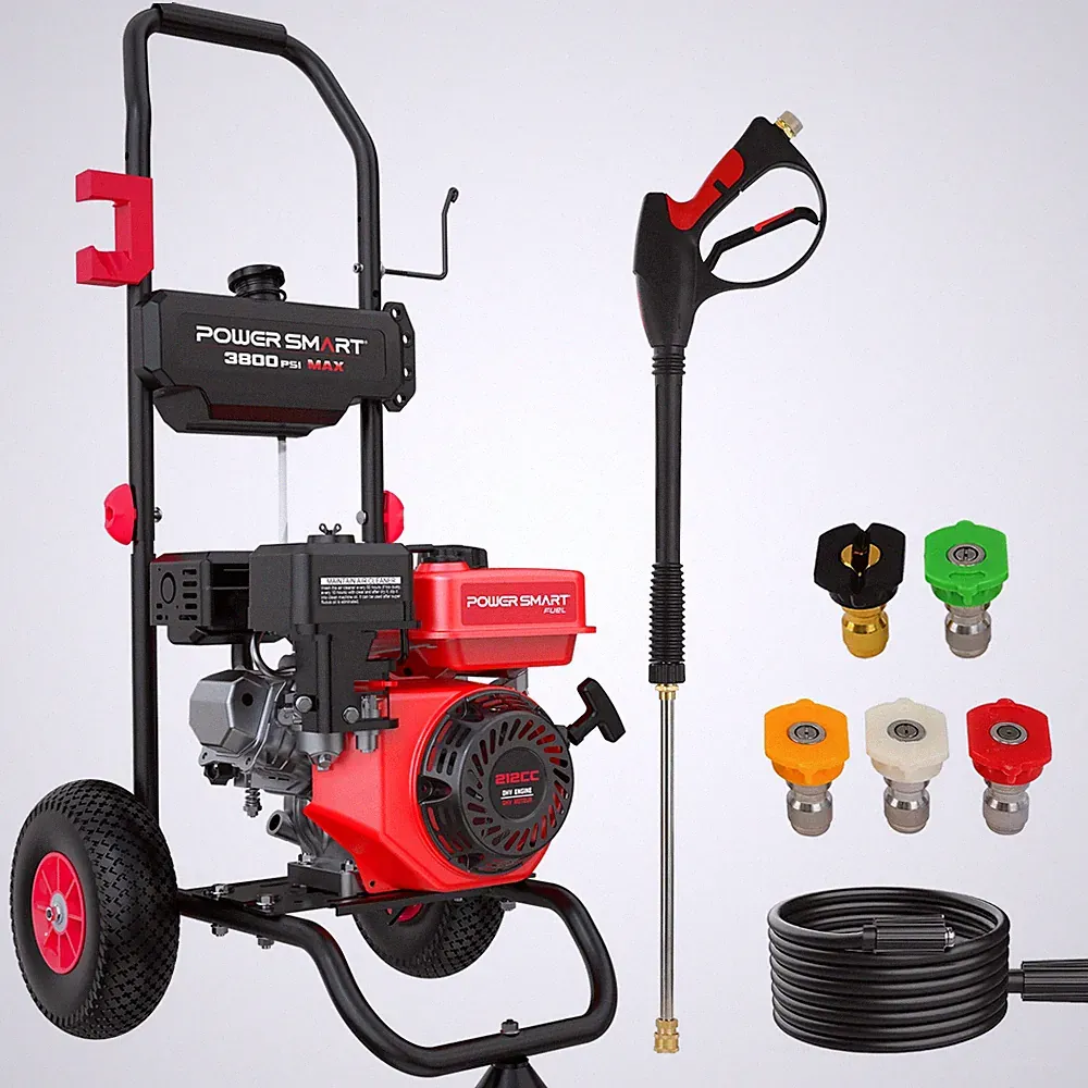 3800PSI Gas Pressure Washer, 212Cc Engine 2.5GPM 5 Quick-Adjustable Nozzles for