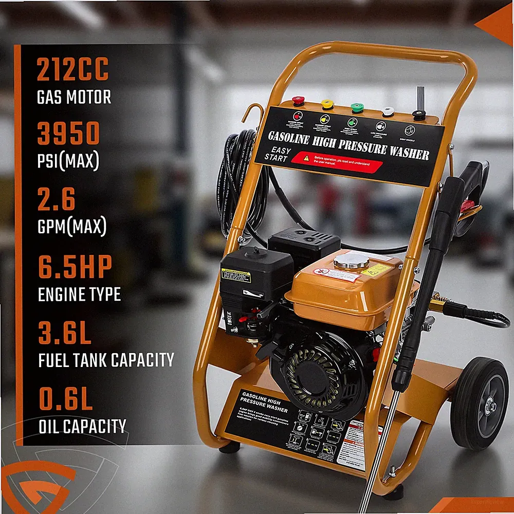 3950 PSI Gas Pressure Washer 5 Nozzles Gas Powered Washer 6.5HP 2.6 GPM 212cc