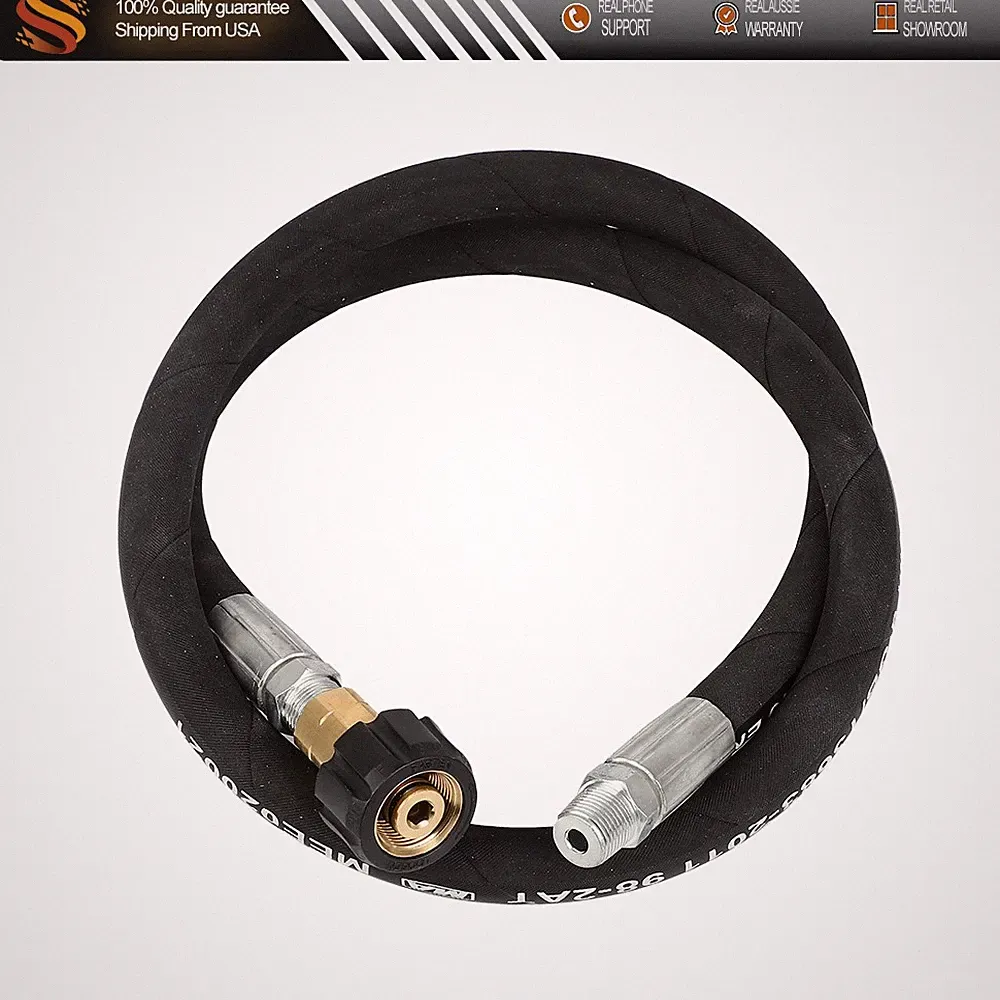 3FT Pressure Washer Whip Hose 3/8" Jumper Hose with Swivel Steel Connector