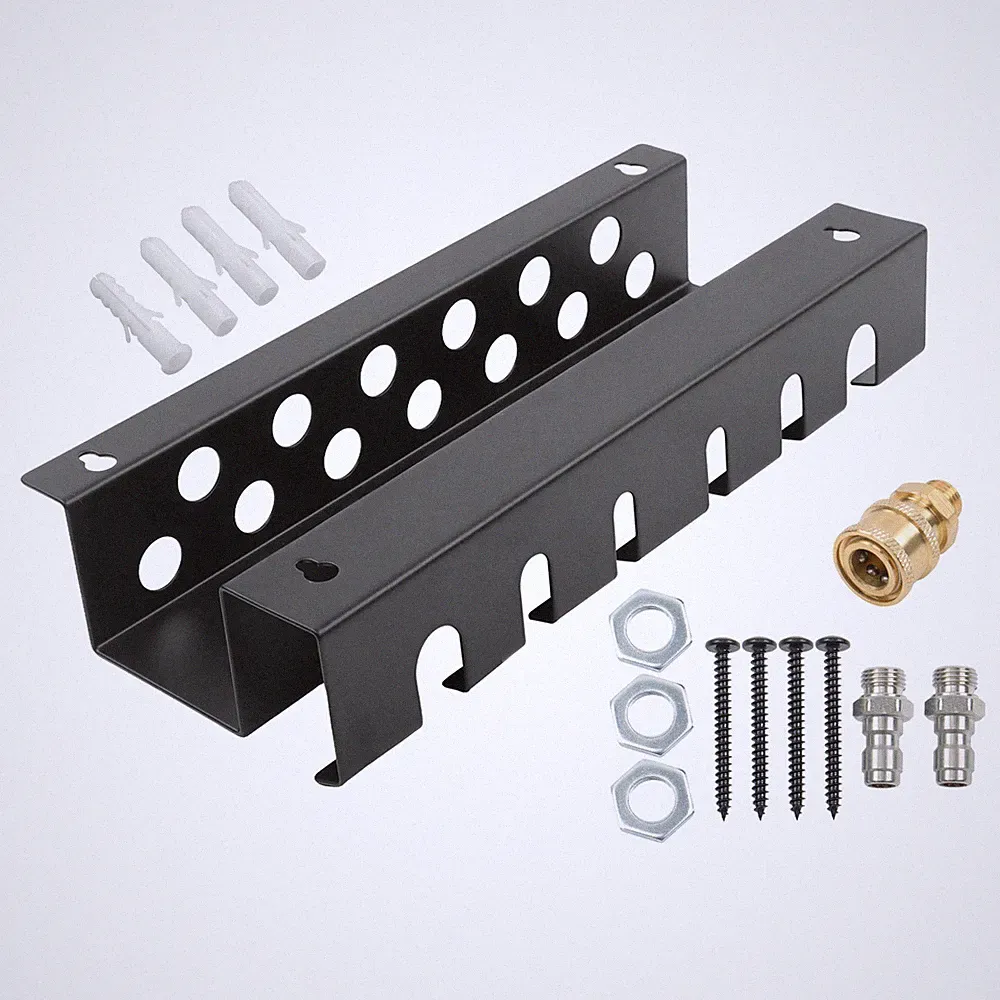 3pc 1/4" Quick Connect Wall Mount Black Pressure Washer Accessories Storage Rack