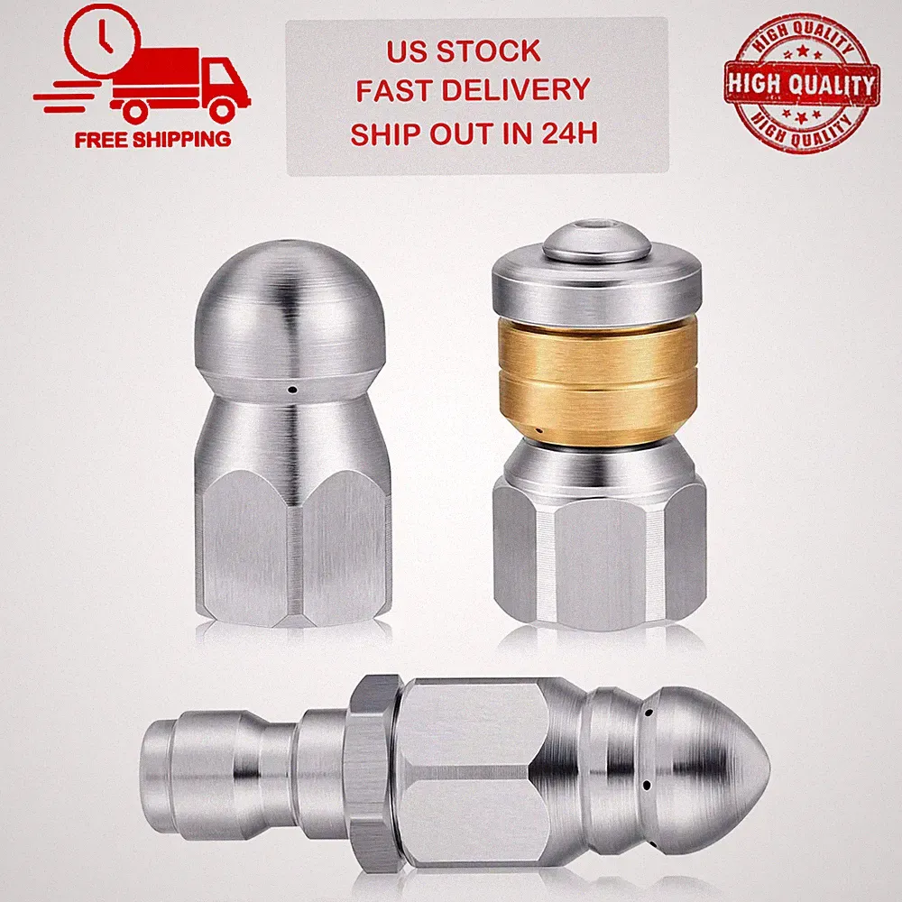 3Pcs 1/4'' Sewer Jetter Nozzle Drain Jet Pressure Washer Quick Connect 5000 PSI