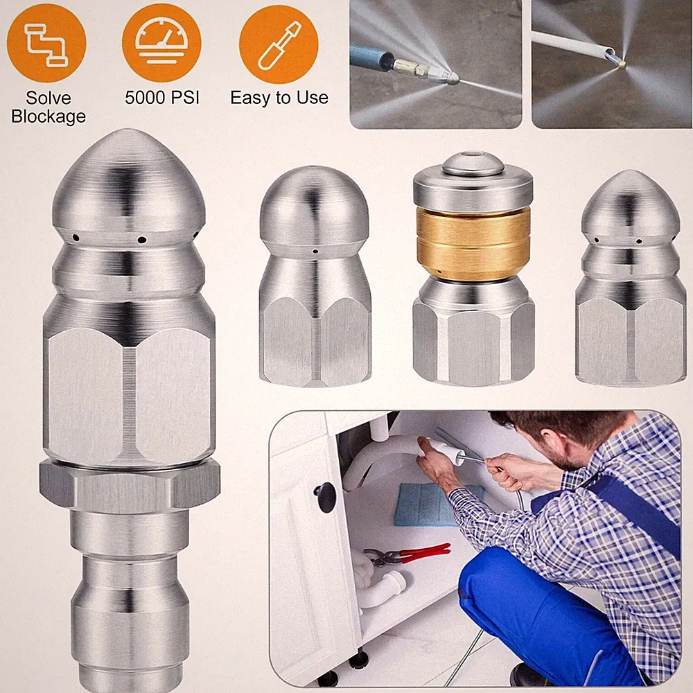 3PCS 5000PSI Pressure Washer Sewer Jetter Nozzles Drain Cleaning Hose Nozzle Tip