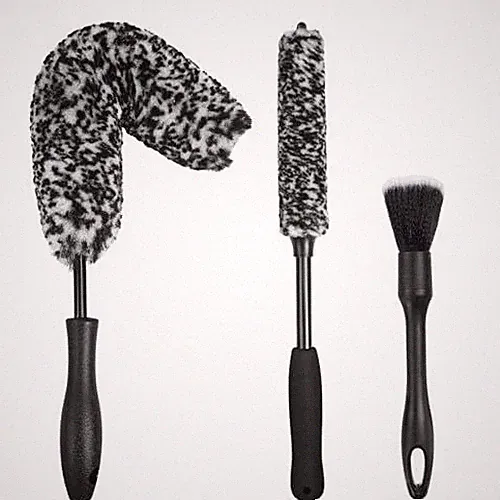 3PCS Wheel Brush Kit for Cleaning and Tire, Rim Brush, Black