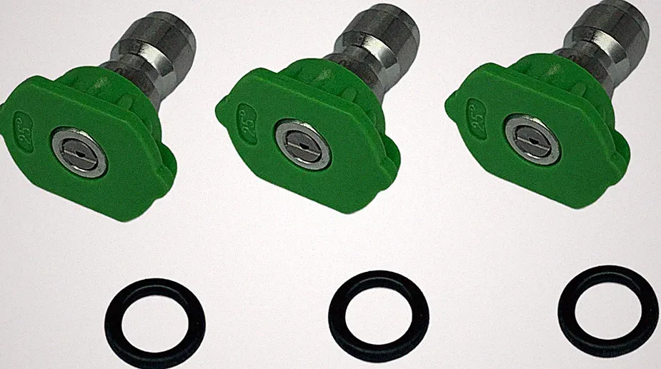 3PK Pressure Washer 1/4 QC Nozzle Tips, 25°, Green, 6 GPM (6 Month Warranty)