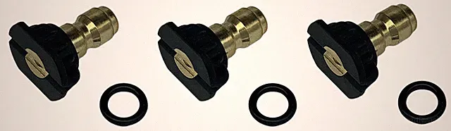3PK Pressure Washer 1/4 QC Nozzle Tips, 65°, Black, Soaping, Rinsing, Chemical