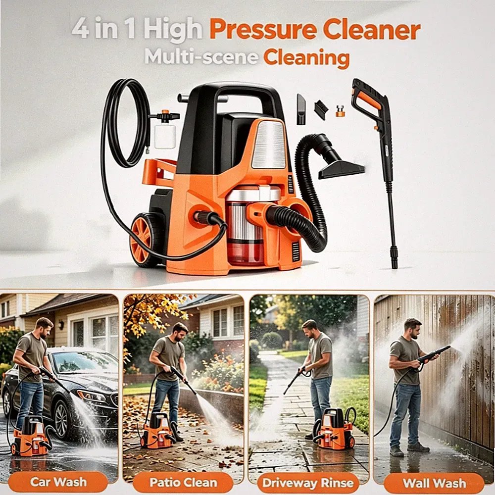 4 in 1 Pressure Washer 5000PSI 1.7GPM For Car Patio Garage Garden Home Outdoor