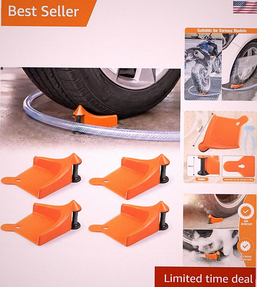 4 Pack for Pressure Washer Hoses,Orange | Prevents Hose Snags at Tires, Smoot...