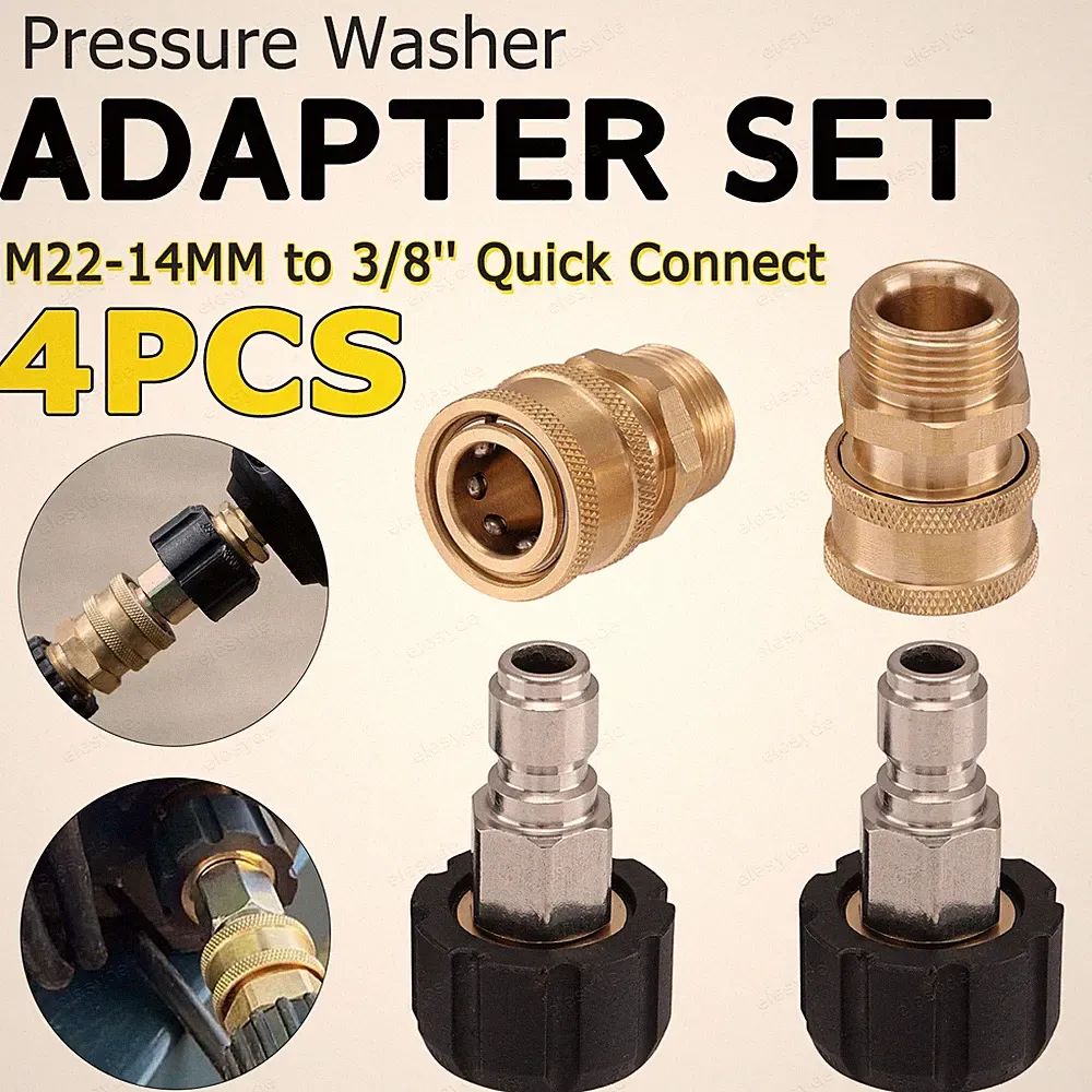 4 Pack Quick Release M22 Couplers 14mm to 3/8" Pressure Washer Hose Connect