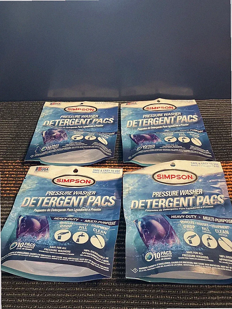 4 PACKAGES SIMPSON PRESSURE WASHER DETERGENT PACS - 10 PODS PER PACK (40 TOTAL)