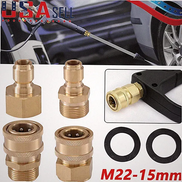4 PCS Pressure Washer Adapter Set Quick Disconnect Kit M22 Swivel 3/8'' Connects
