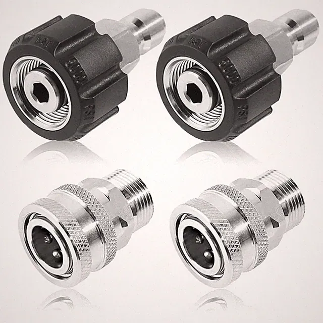 4 PCS Pressure Washer Quick Connect Kit M22 To 3/8 Inch 5000 PSI Stainless
