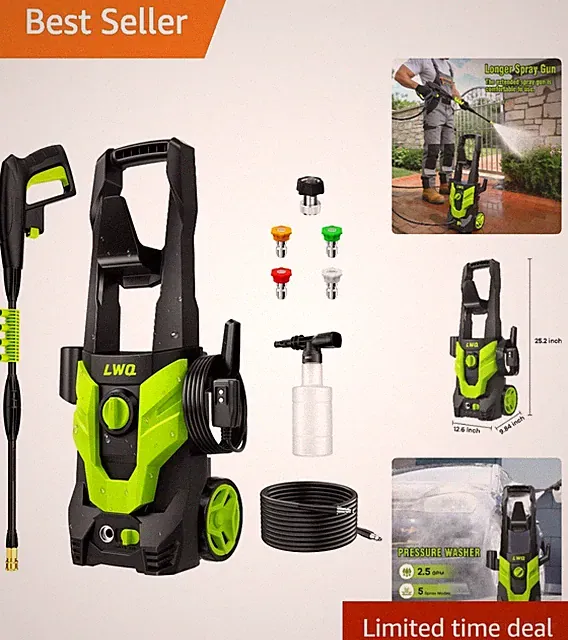 4 Quick-Connect Nozzles Power Washer - Efficient Outdoor Cleaning, 16.58 lbs