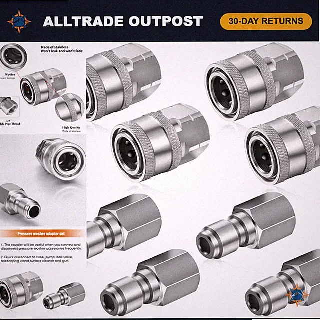 4 Set 1/4 Inch NPT Pressure Washer Couplers - Internal Thread Quick Connect Fitt
