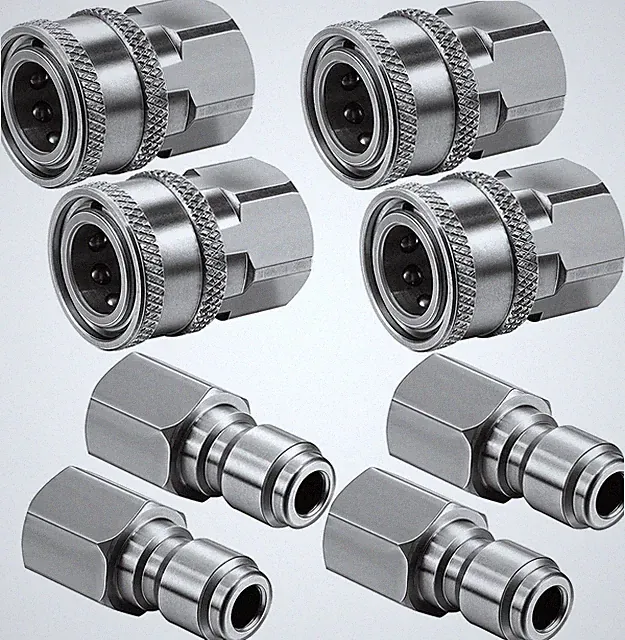4 Sets NPT 3/8 Inch Stainless Steel Male and Female Quick Connector Kit Pressure