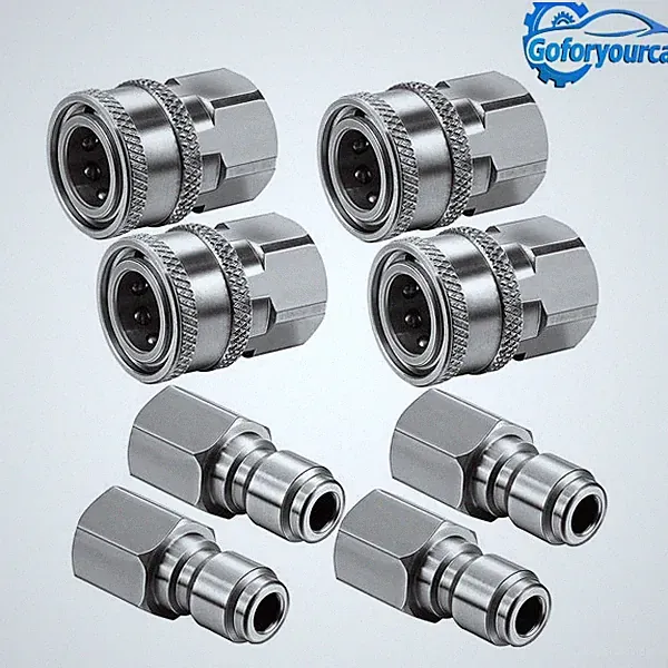 4 Sets NPT 3/8 Inch Stainless Steel Male and Female Quick Connector Kit Pressure