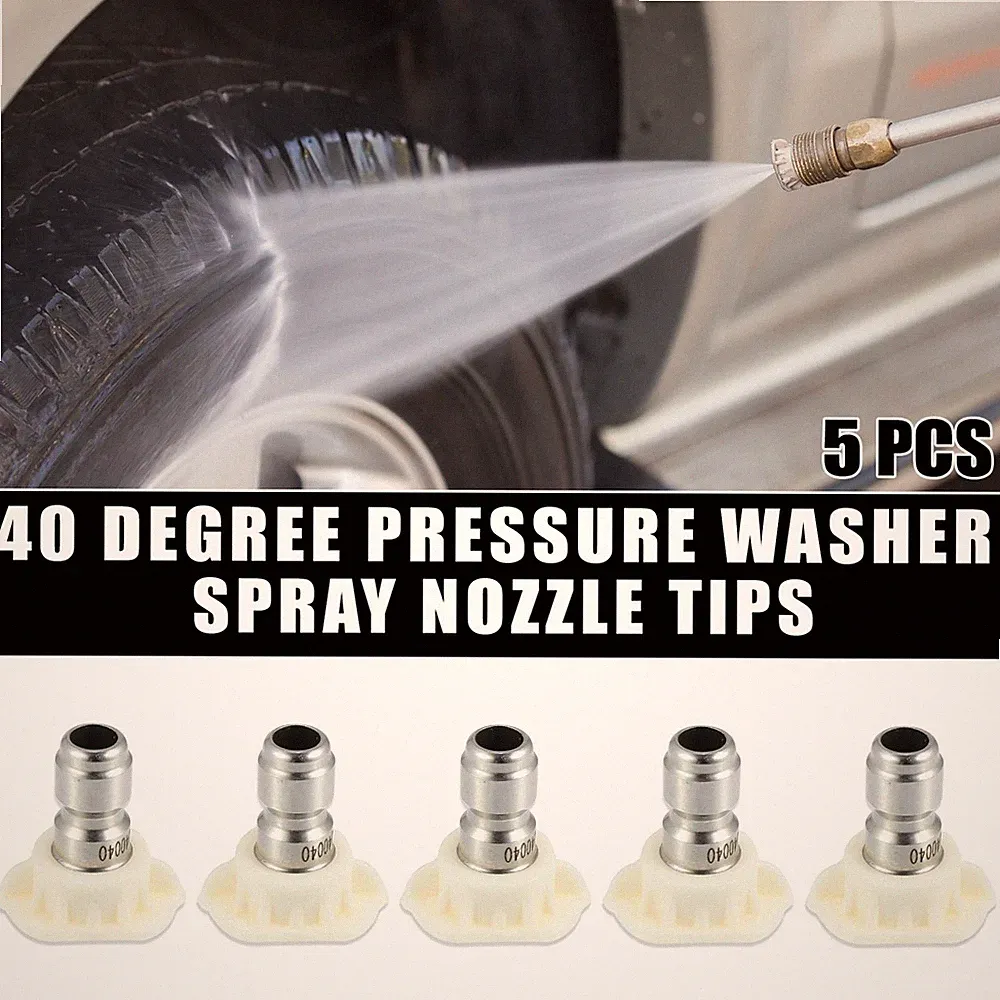 40 Degrees High Pressure Washer Spray Nozzle Tips Quick Connector White 5 Pcs