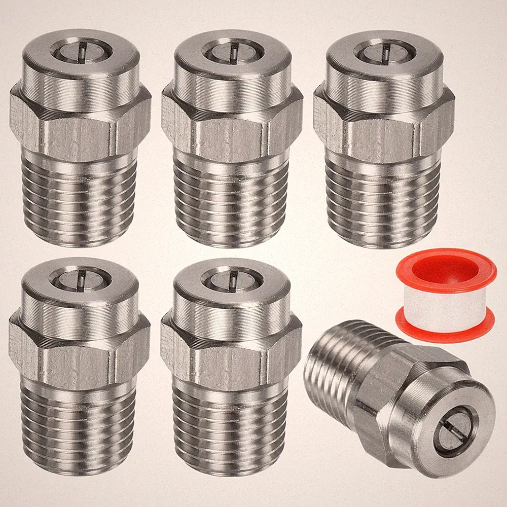40° Surface Cleaner Tips 1/4" NPT Stainless Steel Cleaner Pressure Nozzles 6 Pac