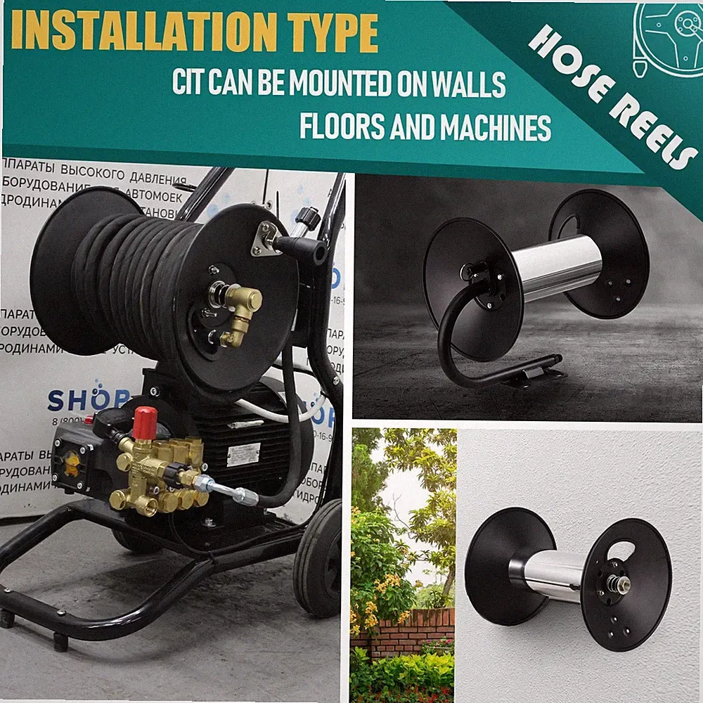 4000 PSI 100FT 3/8" NPT Pressure Washer Hose Reel Power Washer Hose Reel