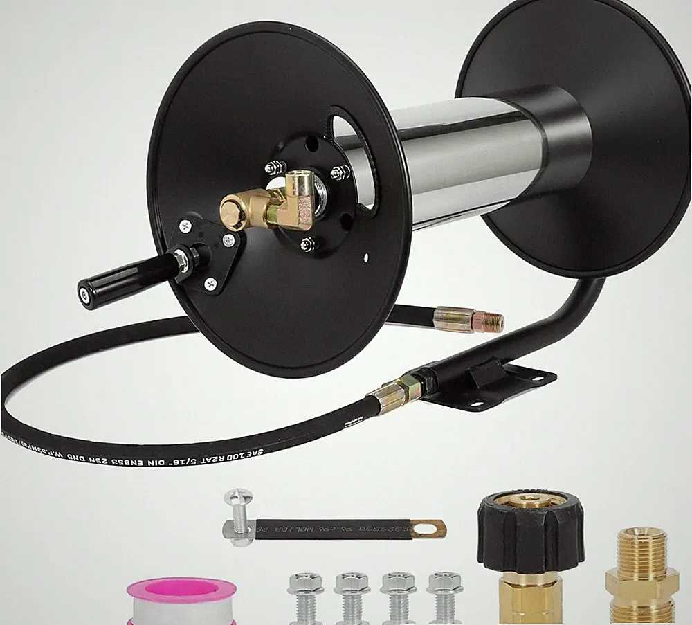 4000 PSI 150FT Heavy-Duty Steel Pressure Washer Reel, 3/8" NPT w/ Hand Crank