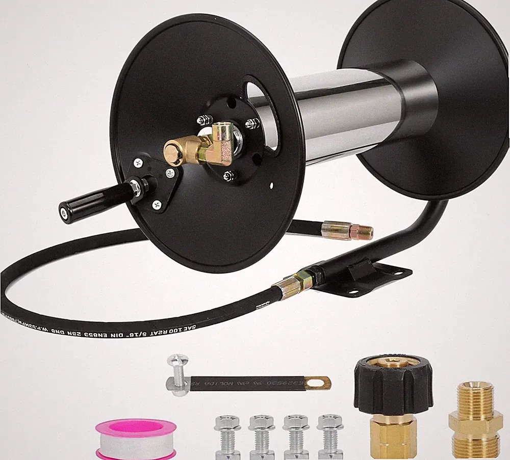 4000 PSI 150FT Heavy-Duty Steel Pressure Washer Reel, 3/8" NPT w/ Hand Crank