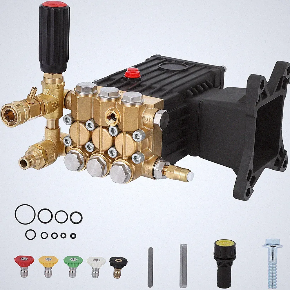 4000 PSI 4 GPM Gas Pressure Washer Pump With Adjustable Unloader 5 Nozzle Tips