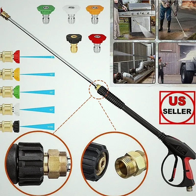 4000 PSI 40" Pressure Washer Gun Replacement Wand Extension 5 Nozzle Tips M22-14