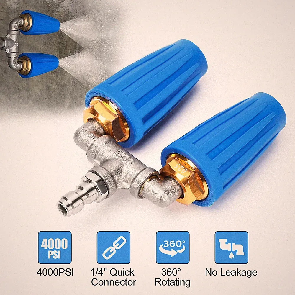 4000 PSI Dual Turbo Nozzle Pressure Washer 4-6 GPM 1/4" Quick Connect Spray Tip