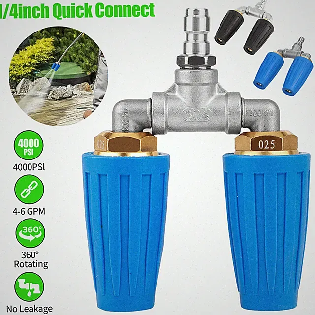 4000 PSI Dual Turbo Nozzle Pressure Washer 4-6 GPM 1/4" Quick Connect Spray Tips