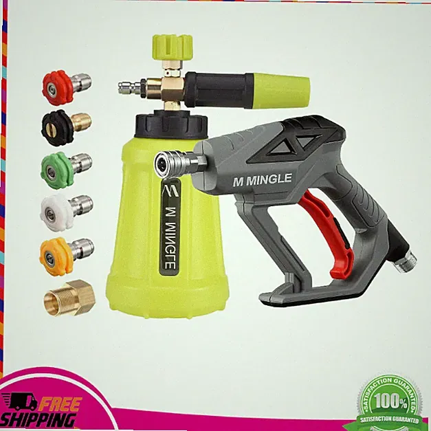 4000 PSI Foam Cannon Kit with Pressure Washer Gun & 5 Nozzles, 1L Bottle