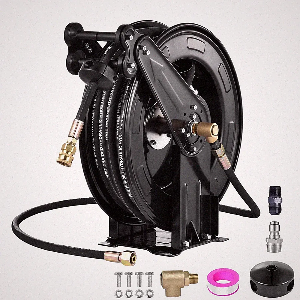 4000 PSI Heavy Duty Power Washer Hose Reel 3/8" x 15M Wall Mount