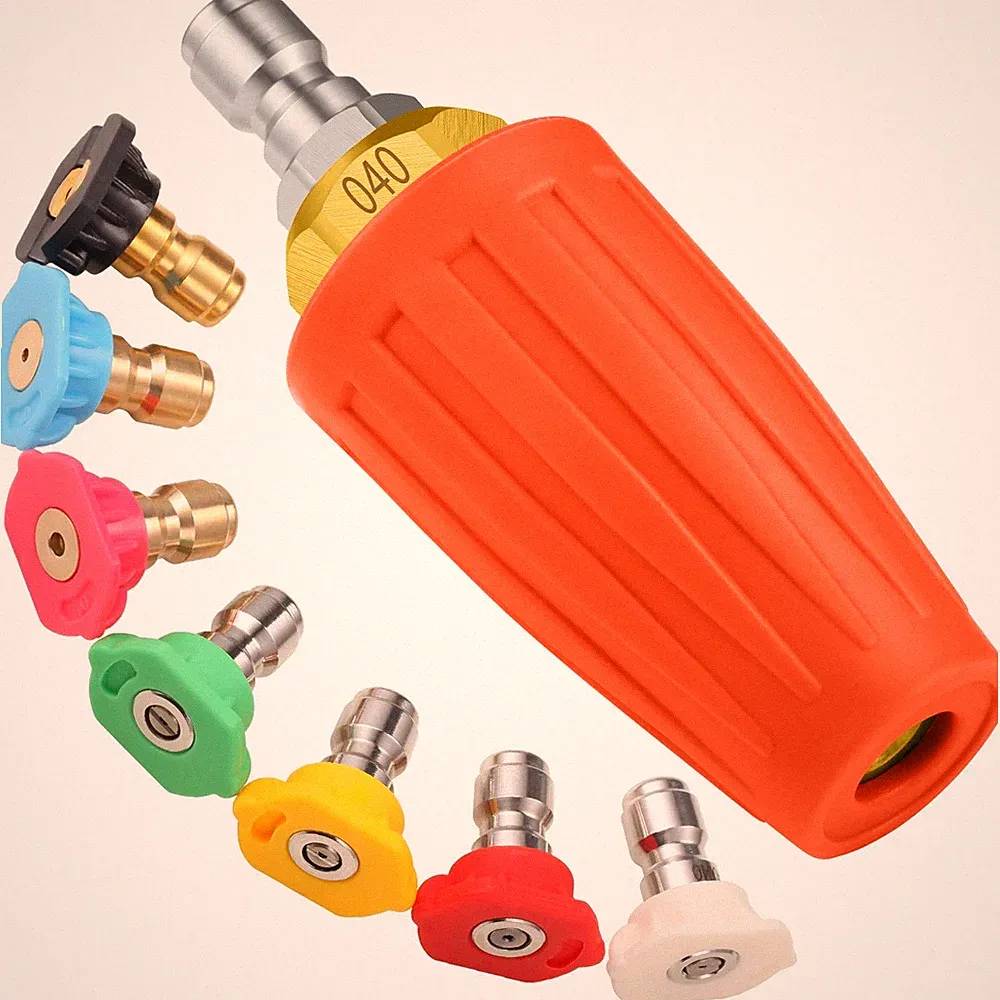 4000 PSI Orange Turbo Nozzle Pressure Washer Tips 1/4" Quick Connect with 7 P...