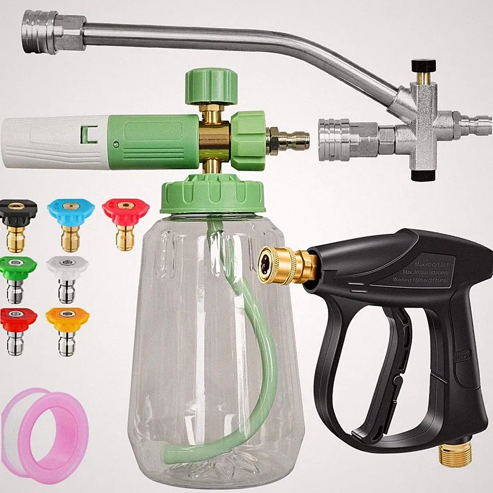 4000 PSI Pressure Washer Gun Foam Cannon Kit Double Tip Attachment, Dual-Connect
