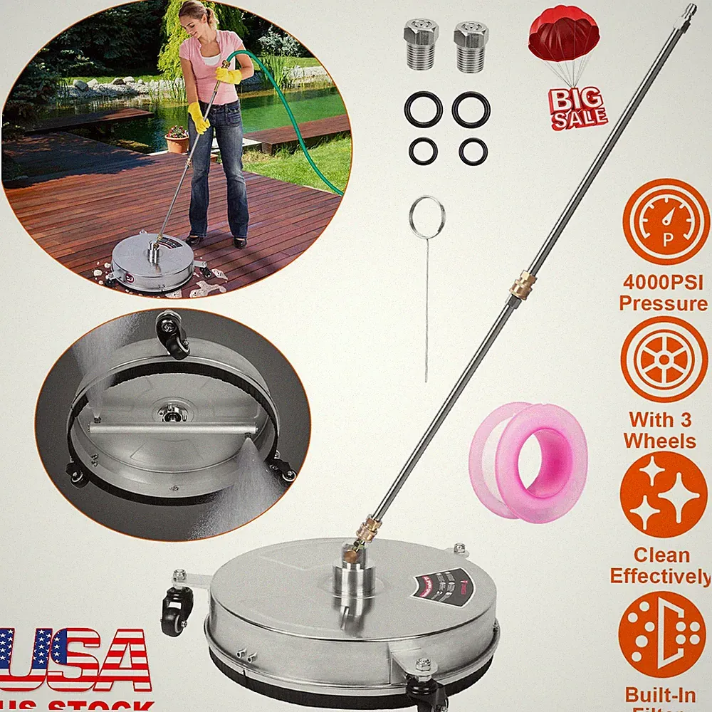 4000 PSI Pressure Washer Surface Cleaner Stainless Steel for Driveways Patio