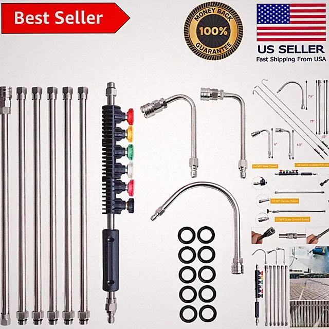 4000 PSI Pressure Washer Wand with 6 Nozzle Tips & Gutter Cleaner Attachment