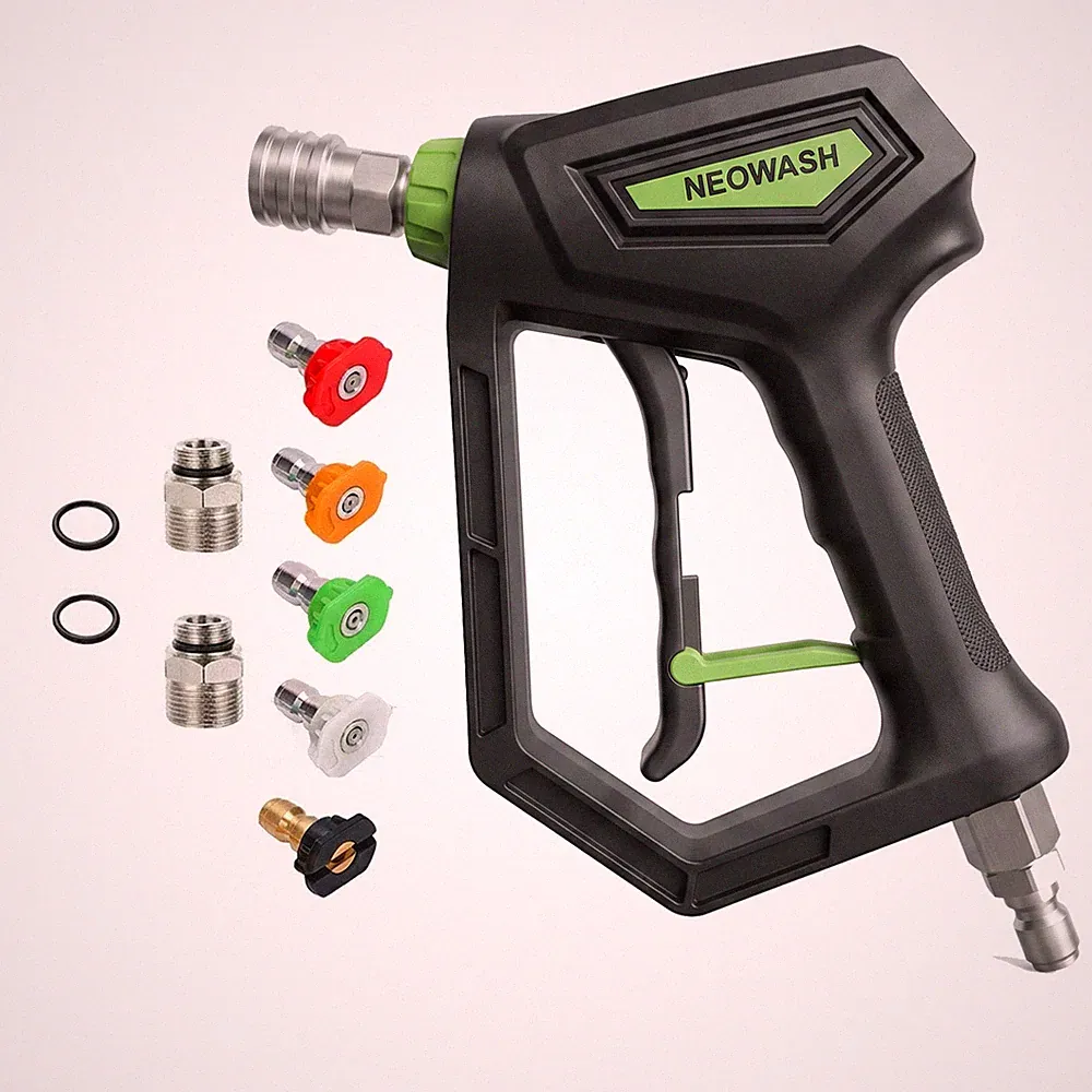 4000 PSI Short Pressure Washer Gun 360 Swivel Spray Gun Kit 5 Nozzles M22 3/8