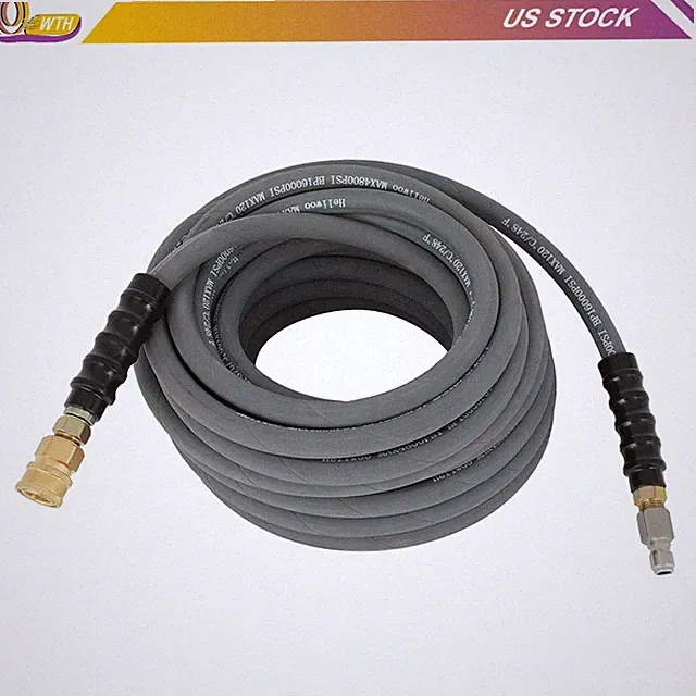 4000PSI 100ft 3/8" Pressure Washer Hose Gray With Couplers