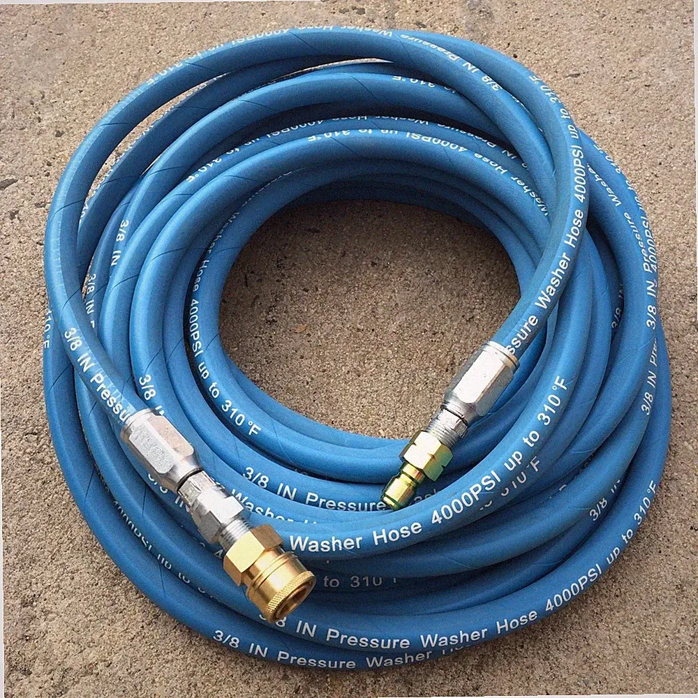 4000PSI 3/8" x 50FT Blue Non-Marking Pressure Washer Hose w/ QC Fittings