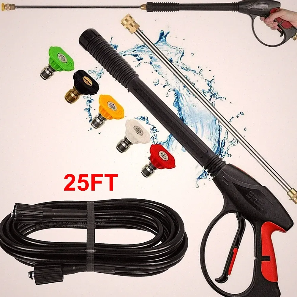 4000PSI High Pressure Car Power Washer Gun Spray Wand Lance Nozzle and 25ft Hose