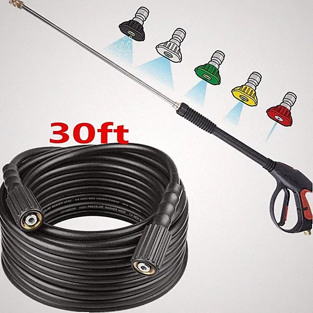 4000PSI High Pressure Car Power Washer Gun Spray Wand Lance Nozzle and 30ft Hose