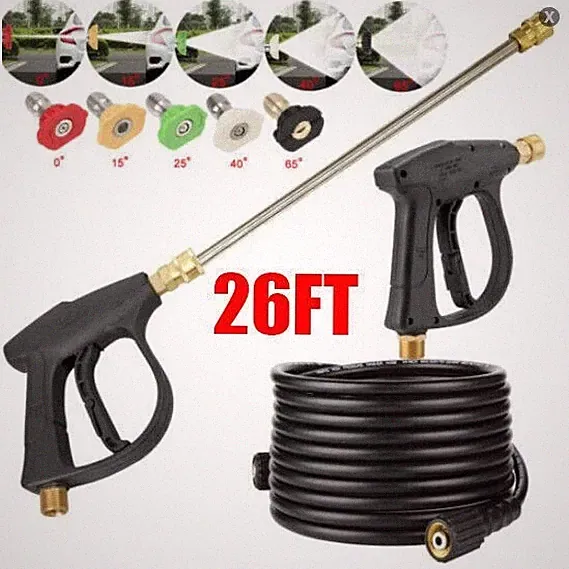 4000PSI High Pressure Car Power Washer Gun Spray Wand Lance Nozzle + Hose Kit .