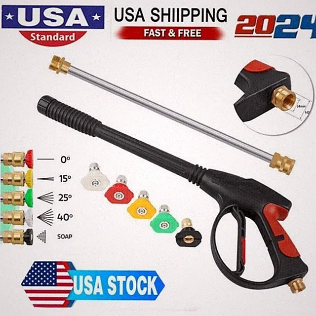 4000PSI High Pressure Car Power Washer Gun Spray Wand Lance Nozzle Kit