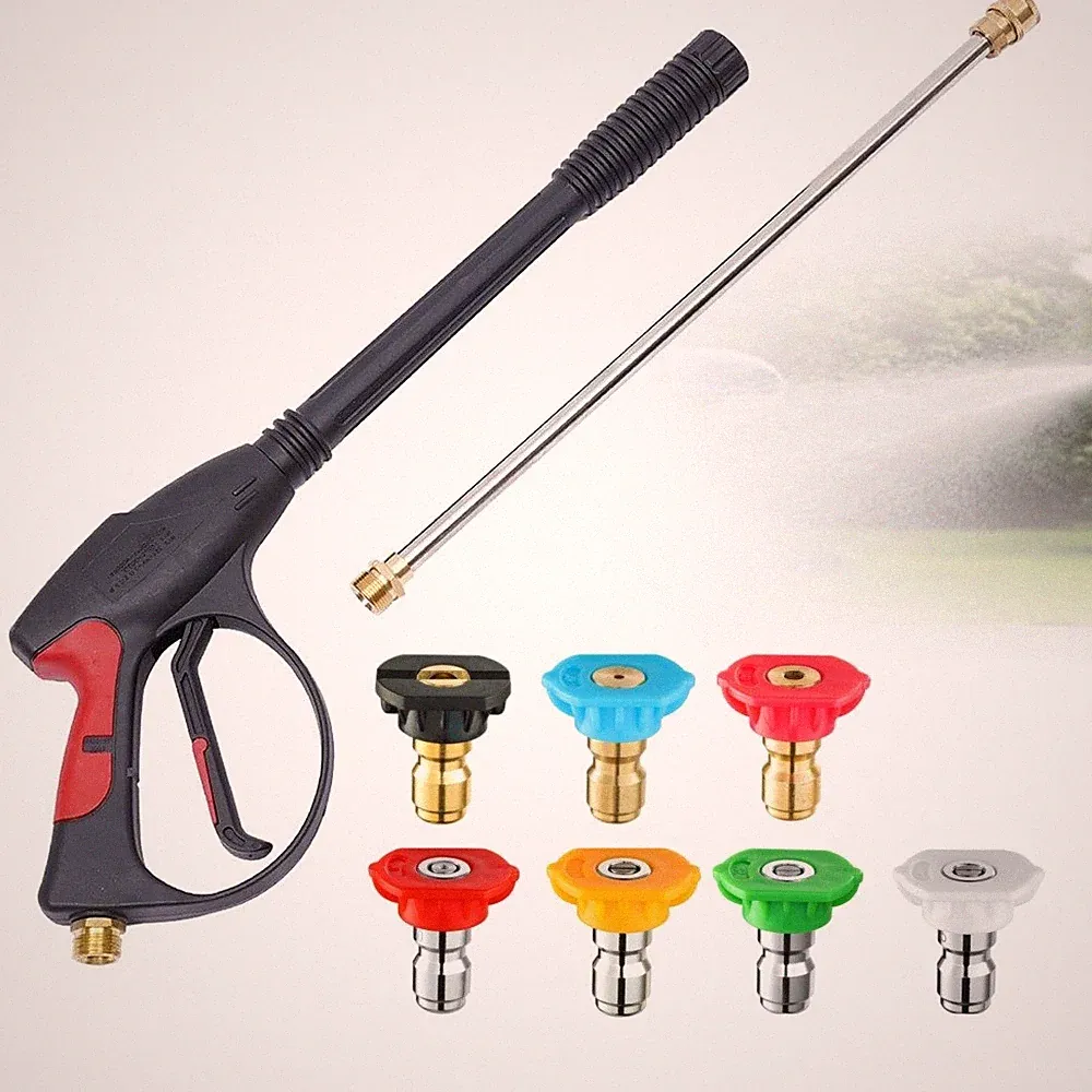 4000PSI High Pressure Car Power Washer Gun Spray Wand Lance With 7 Nozzle Black