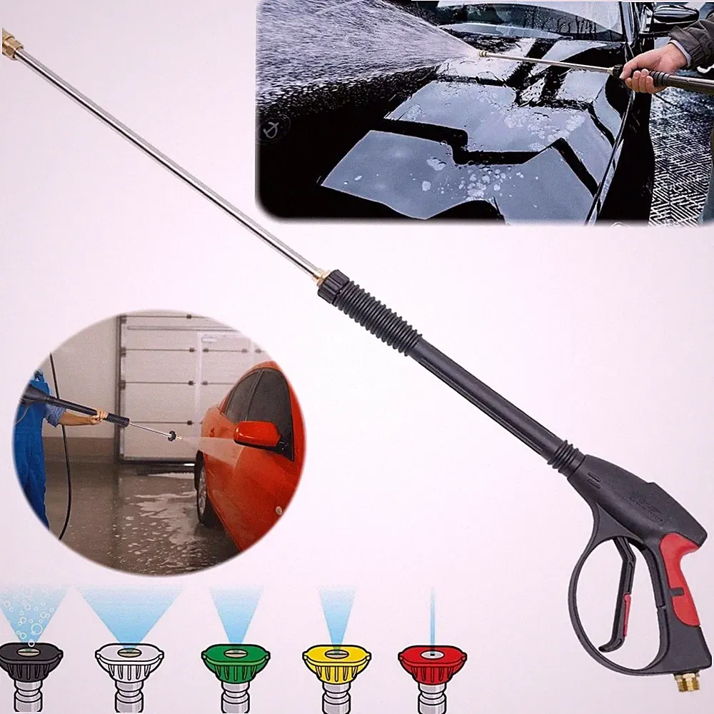4000PSI High Pressure Car Power Washer Spray Gun Wand Lance Nozzle Tips Hose Kit