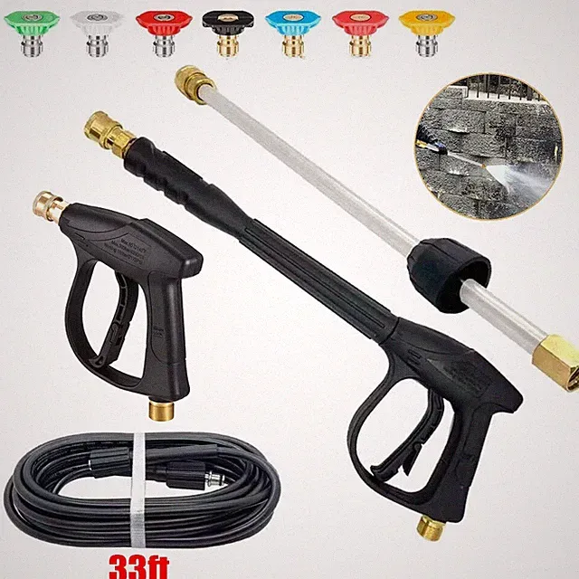 4000PSI High Pressure Power Washer Spray Gun Wand Lance 7* Nozzle Tips Hose M22