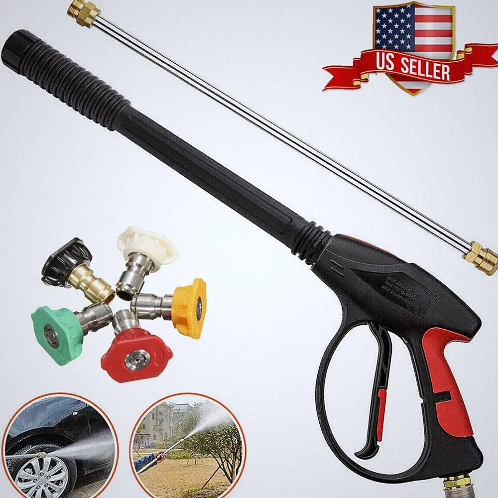 4000PSI High Pressure Power Washer Spray Gun Wand Lance Nozzle Tips Hose Kit M22