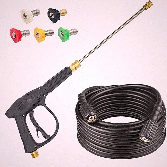 4000PSI High Pressure Power Washer Spray Gun Wand Lance Nozzle Tips Kit w/ Hose